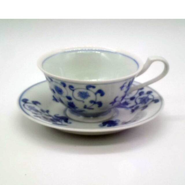 有田焼 染付 チューリップ コーヒー碗 草山窯