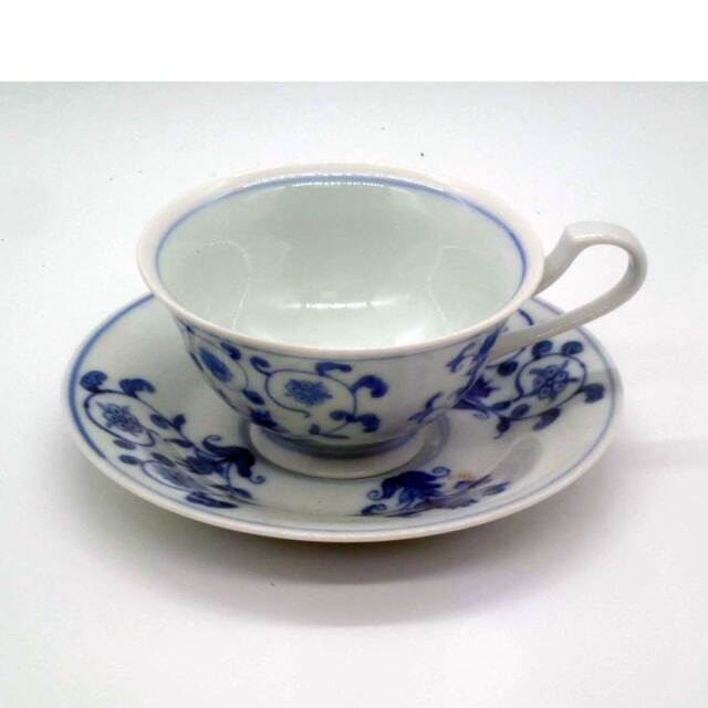 有田焼 染付 チューリップ コーヒー碗 草山窯