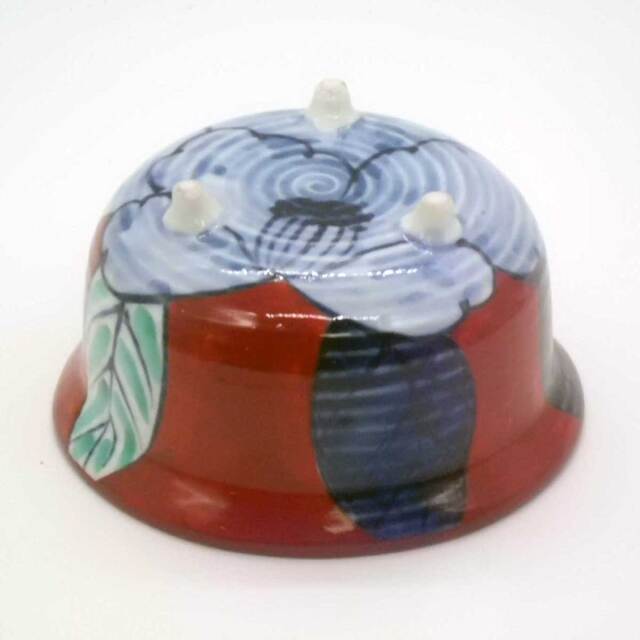 有田焼 色絵 赤濃 山茶花 小鉢