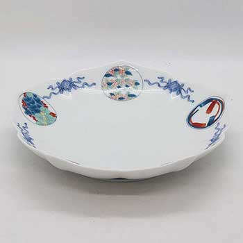 鍋島丸紋桔梗渕五寸皿