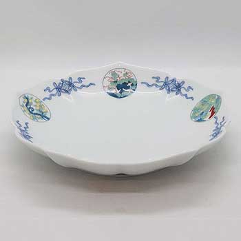 鍋島丸紋桔梗渕六寸皿