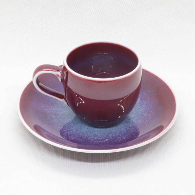 辰砂丸形コーヒー碗皿