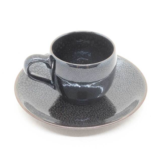 油滴天目丸形コーヒー碗皿