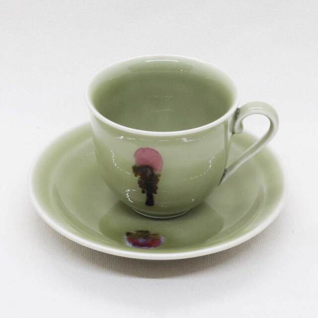 天龍寺青磁花形コーヒー碗皿