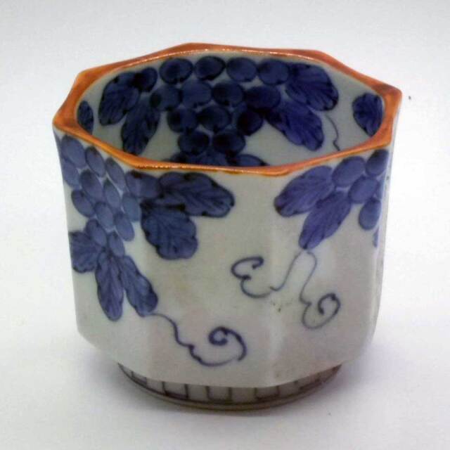 有田焼 染付 ぶどう紋 八角 中付