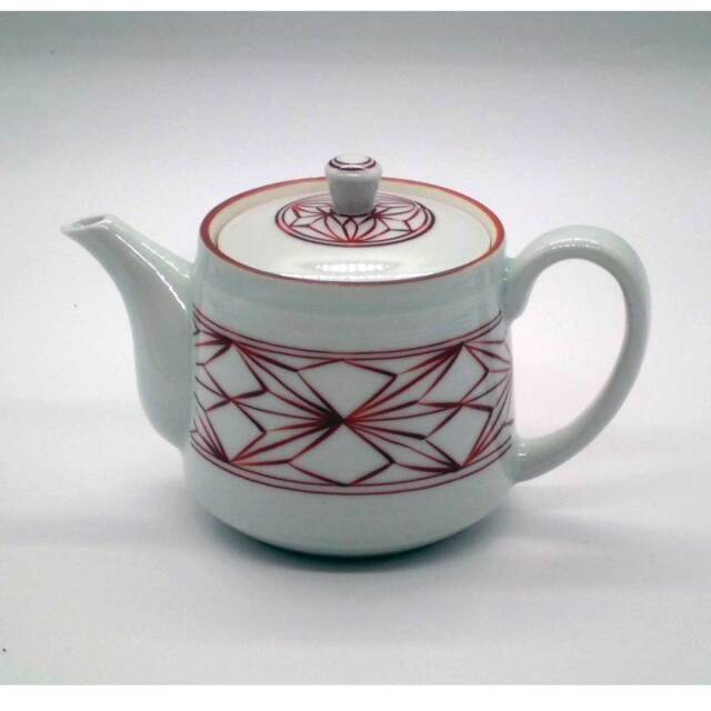 有田焼 赤絵 帯麻紋 急須 赤