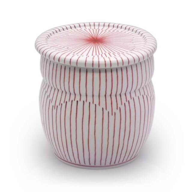 有田焼 おしゃれ小壺 赤絵 立筋木賊 赤