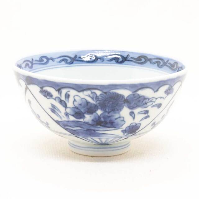 染付扇面文飯碗（大）