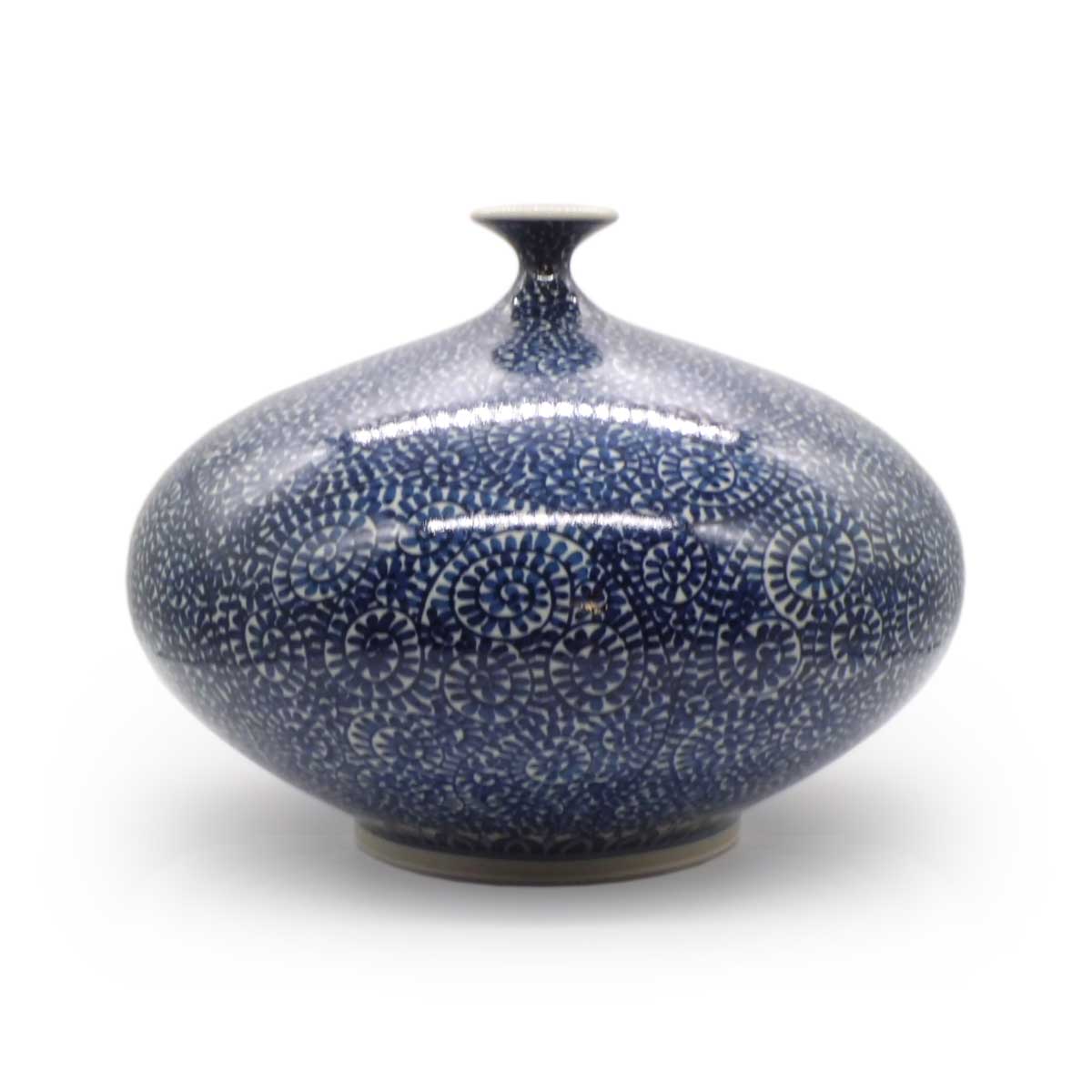 染付 たこ唐草 花瓶 松尾松庵作