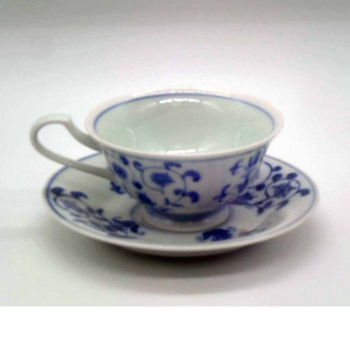 有田焼 染付 チューリップ コーヒー碗 草山窯