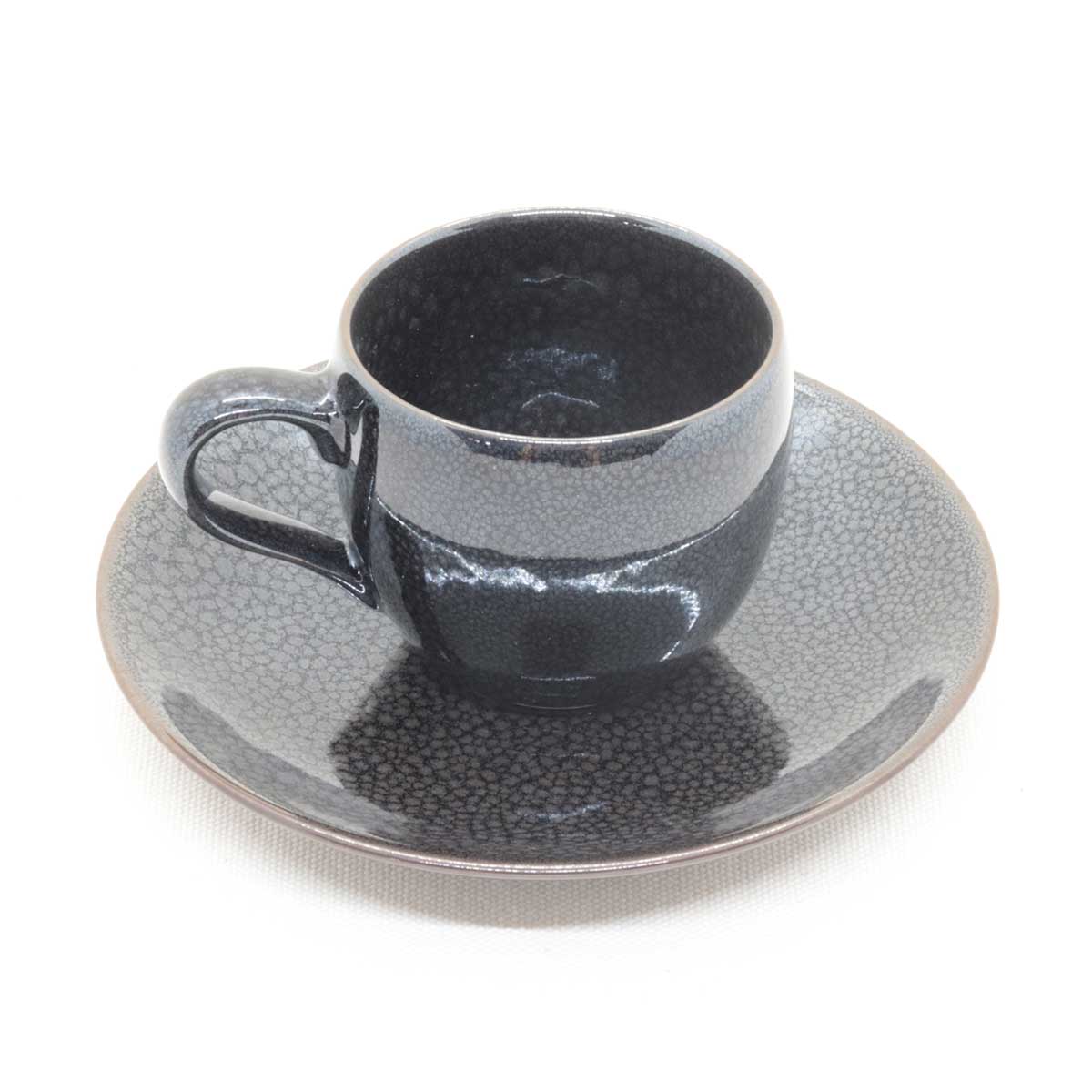 油滴天目丸形コーヒー碗皿