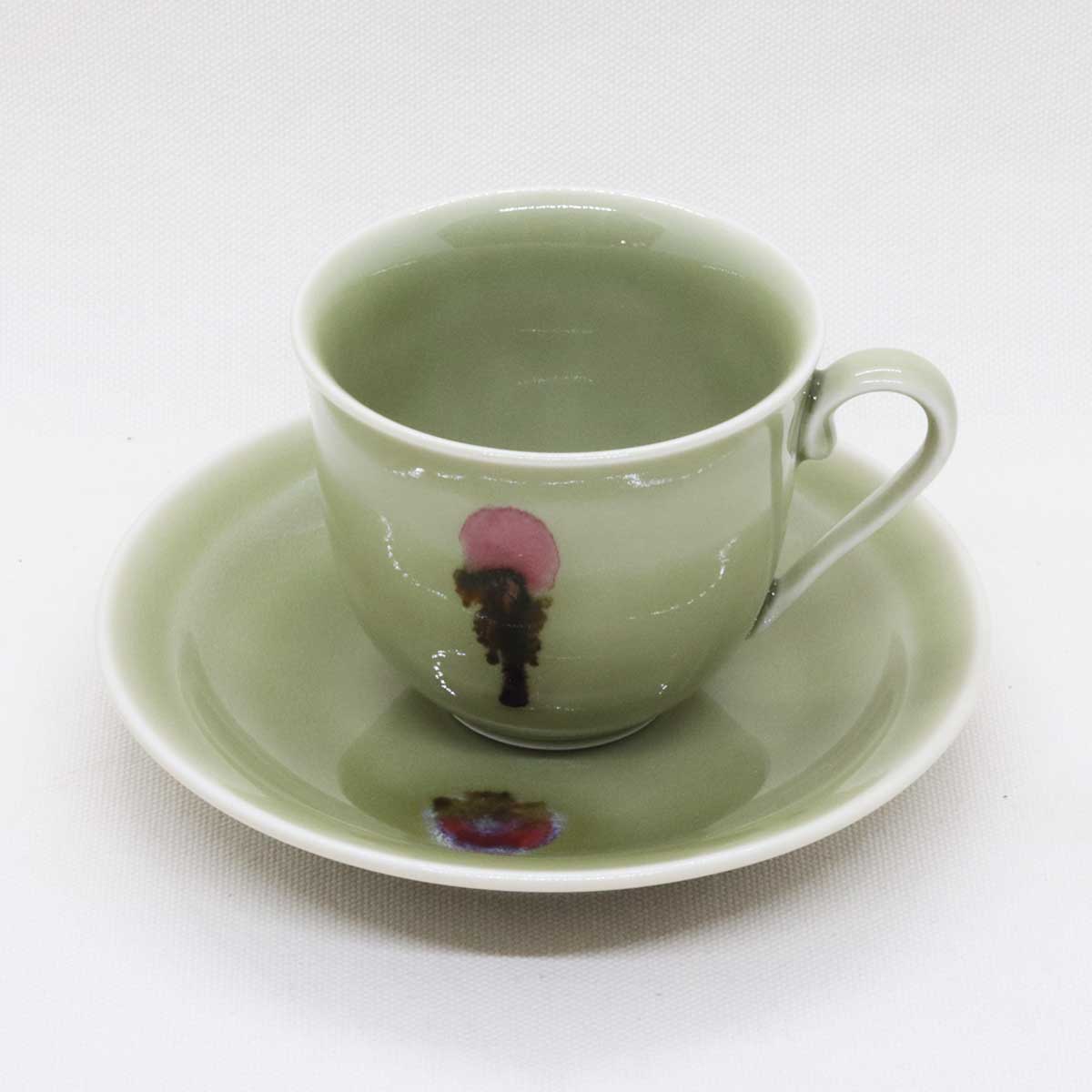 天龍寺青磁花形コーヒー碗皿