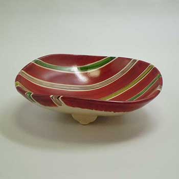 古赤絵縞紋三足向鉢