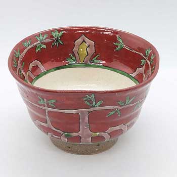 粉引赤濃岩木立胴締小鉢