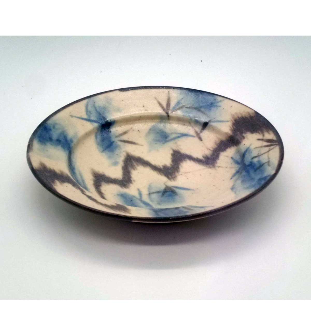 ねずみ志野 笹絵五寸五分 皿