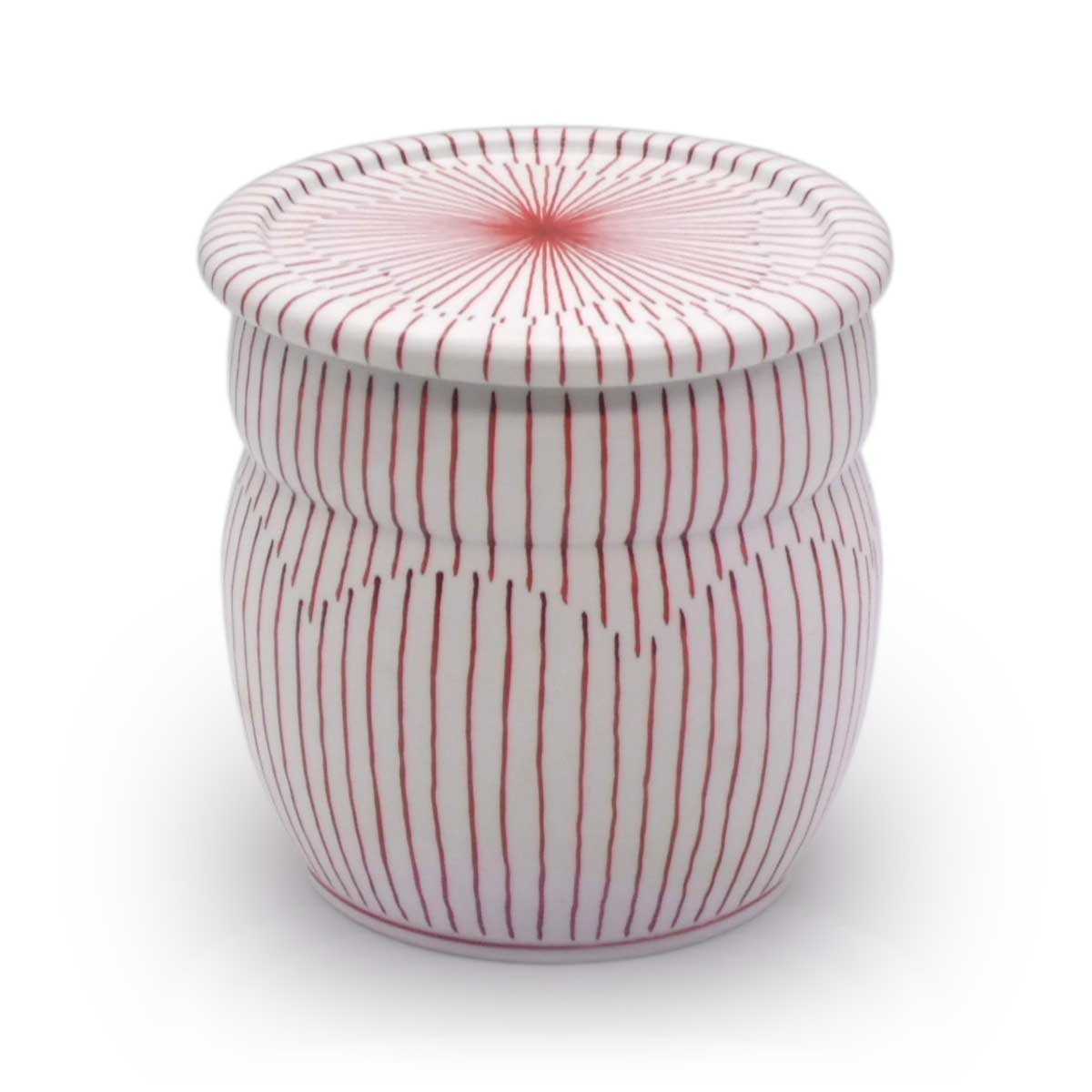 有田焼 おしゃれ小壺 赤絵 立筋木賊 赤