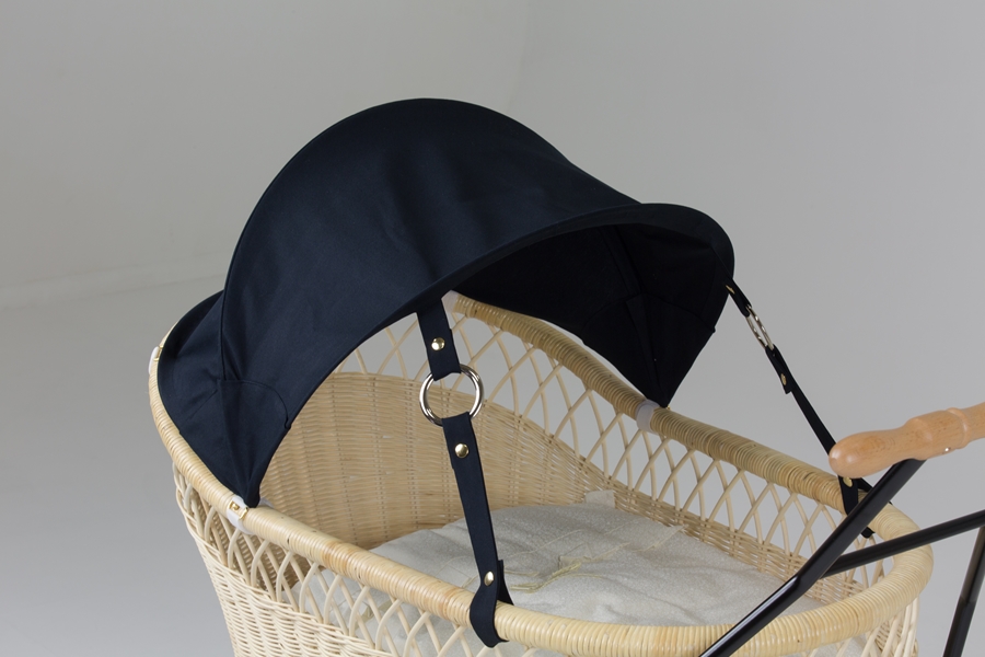 籐・ラタンの乳母車、ベビーカー/サンシェード・幌のみ/ブラック/PP-38