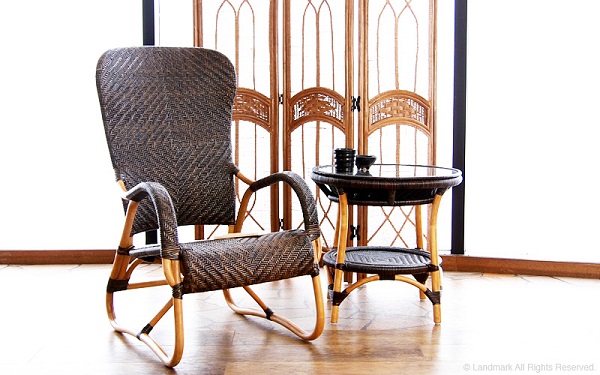 籐・ラタン　パーソナルハイバックチェア W55×D72×H96 cm SH37 cm【】 KC-111CB