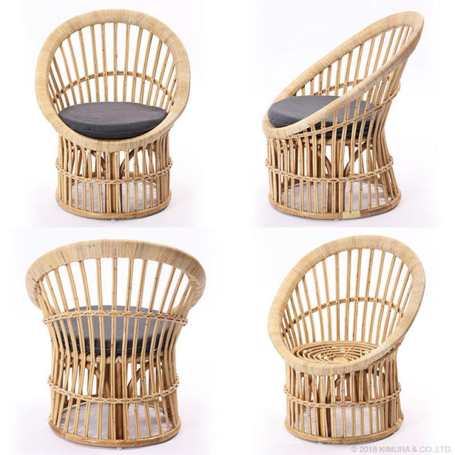 天然ラタン 籐のパーソナルリラックスチェア 椅子 | W66 D66 H79 SH40