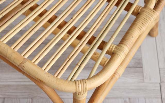 籐・ラタンのアームレスダイニングチェア クッション付/椅子/W43×D56