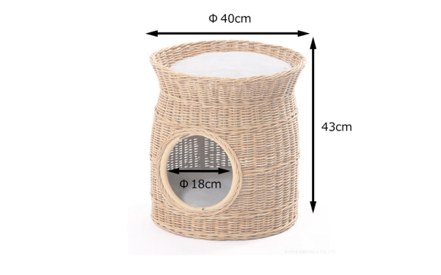 籐・ラタンのペットハウス・ペットバスケット 直径40cm x 高さ