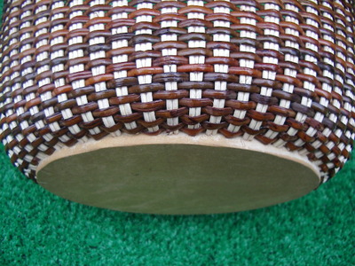 籐・ラタンのオープンバスケット/持ち手付き/オパール型/ブラウン染め