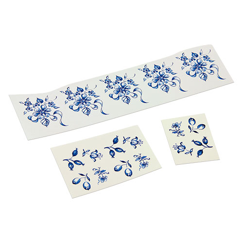 デザイン転写紙セット（上絵用）　花　青柄