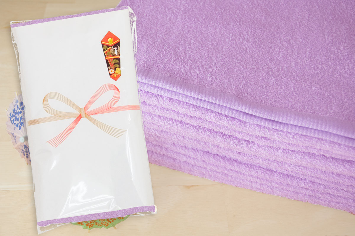薄紫藤紫パープルタオル　ポリ袋入り