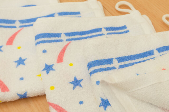 紐付き　おしぼり　星柄