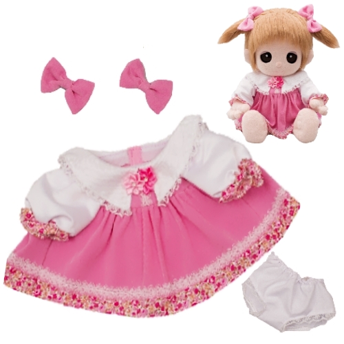 ユメル/YUMEL 夢の子ネルル ネルル ミルル 夢の子コレクション 42 ピンクワンピース （リボン・パンツ付） 服