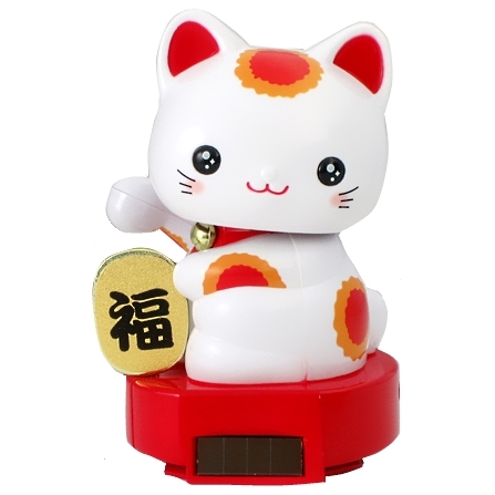 ソーラー赤ちゃん招き猫 （赤：ウルウル目） 招福猫 通販販売
