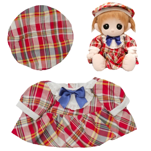 【おもちゃのジャンボ】 夢の子コレクション36 帽子付きチェック柄ワンピース お洋服 ユメル ネルル ミルル 通販 販売