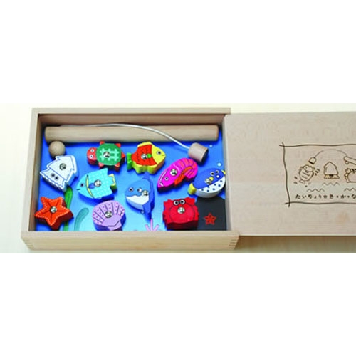 木のおもちゃ たいりょう魚つりセット （木箱入り）
