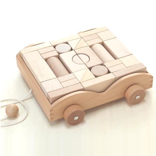 木のおもちゃ 積木セット 積木車 （３２ピース）