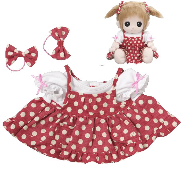 【おもちゃのジャンボ】 夢の子コレクション32 赤水玉ジャンパースカート お洋服 ユメル ネルル ミルル 通販 販売