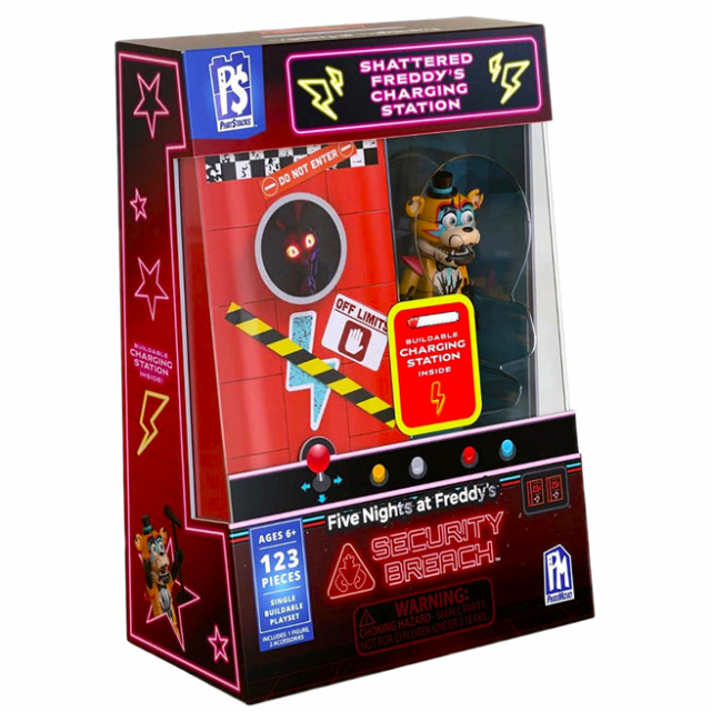 FNAF ファイブ・ナイツ・アット・フレディーズ：セキュリティ・ブリーチ ファット・モジョ ブロックフィギュア ビルダブル・プレイセット 123ピース シャッタード・フレディ 's チャージングステーション