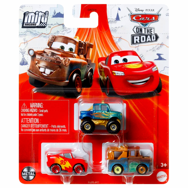 ディズニー ピクサー カーズ・オン・ザ・ロード 2023 マテル ミニレーサーズ ダイキャスト ミニカー 3パック アイビー & ロード・トリップ ライトニング・マックイーン & ロード・トリップ メーター