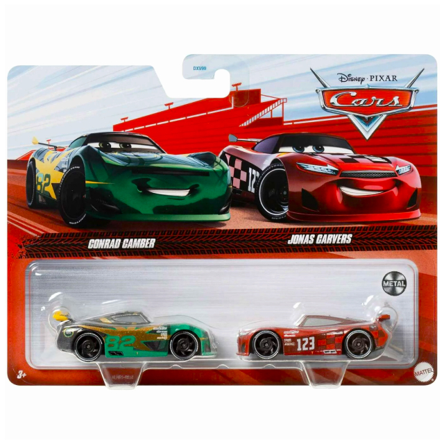 ディズニー ピクサー カーズ 2023 マテル 1/55スケール ダイキャスト ミニカー 2パック コンラッド・キャンバー No.82 & ジョナス・カーヴァース No.123