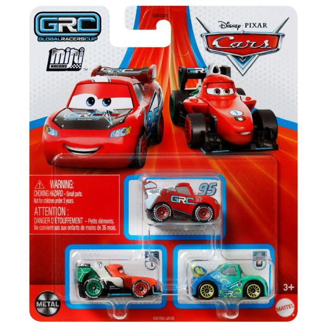 ディズニー ピクサー カーズ 2024 マテル ミニレーサーズ ダイキャスト ミニカー 3パック GRC グローバル・レーサーズ・カップ ライトニング・マックイーン & フランチェスコ・ベルヌーイ & カルラ・ヴェローゾ