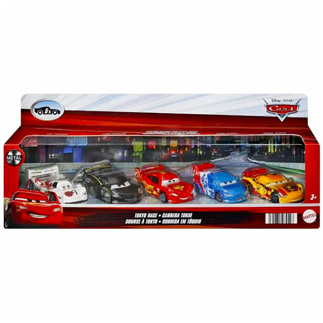 ディズニー ピクサー カーズ 2025 マテル 1/55スケール ダイキャスト ミニカー 5パック トーキョー・レース (ライトニング・マックイーン & シュウ・トドロキ & ルイス・ハミルトン & ラウール・サルール & ミゲル・カミーノ)