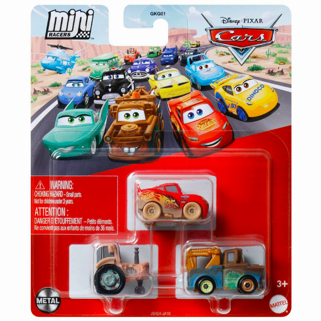 ディズニー ピクサー カーズ 2025 マテル ミニレーサーズ ダイキャスト ミニカー 3パック ライトニング・マックイーン & メーター & トラクター