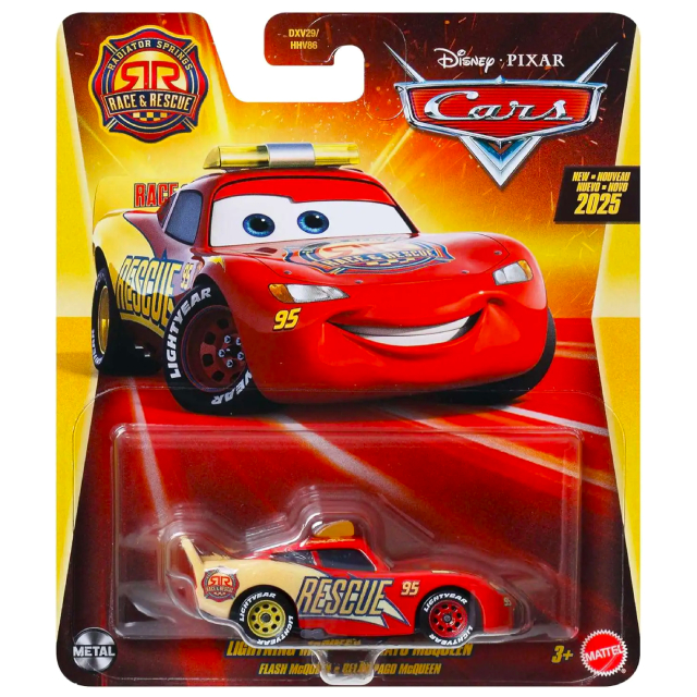 ディズニー ピクサー カーズ 2025 マテル 1/55スケール ダイキャスト ミニカー “レース&レスキュー” 1パック ライトニング・マックイーン