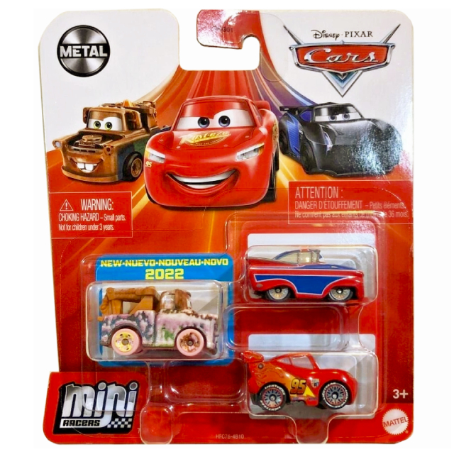 ディズニー ピクサー カーズ 2022 マテル ミニレーサーズ ダイキャスト ミニカー 3パック ソーピー・メーター & ライトニング・マックイーン & ユニオンジャック・ラモーン