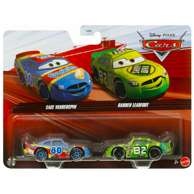 ディズニー ピクサー カーズ 2025 マテル 1/55スケール ダイキャスト ミニカー 2パック セージ・バンダースピン No.80 & ダレン・リードフット No.82