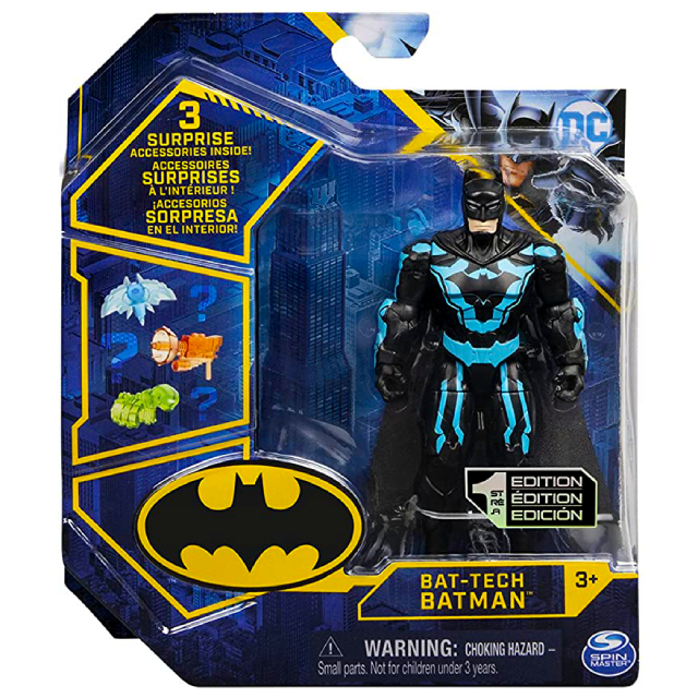 スピンマスター DCコミックス クリーチャーカオス 4インチ アクションフィギュア ミステリー・アクセサリーパック バット・テック バットマン (ブラック/ライトブルー スーツ)