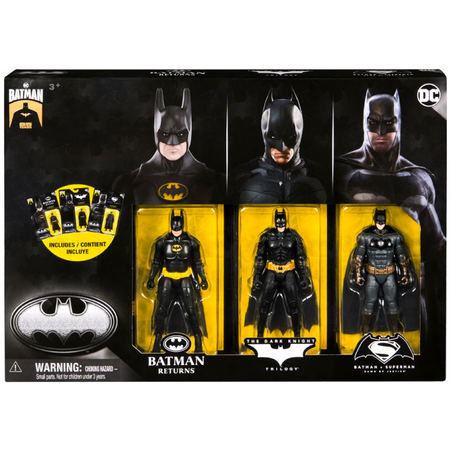 DCコミックス バットマン 85周年記念 スピンマスター 4インチ アクションフィギュア スペシャルエディション 3パック (リターンズ & ダークナイト・トリロジー & BvS) 【パッケージダメージあり】