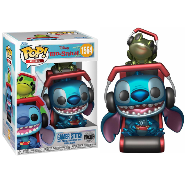 ディズニー リロ アンド スティッチ ファンコ ポップ! ビニールフィギュア #1564 ゲーマー スティッチ (メタリック バージョン)