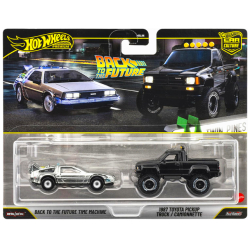 バック・トゥー・ザ・フューチャー マテル ホットウィール プレミアムシリーズ 1/64スケール ダイキャストカー 2パック タイムマシン デロリアン & 1987 トヨタ ピックアップ・トラック ハイラックス