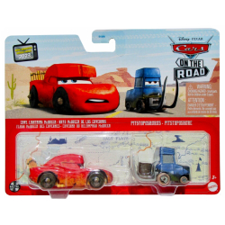 ディズニー ピクサー カーズ・オン・ザ・ロード 2023 マテル 1/55スケール ダイキャスト ミニカー 2パック ケイブ ライトニング・マックイーン & ピットストッポサウルス