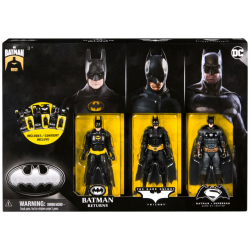 DCコミックス バットマン 85周年記念 スピンマスター 4インチ アクションフィギュア スペシャルエディション 3パック (リターンズ & ダークナイト・トリロジー & BvS) 【パッケージダメージあり】